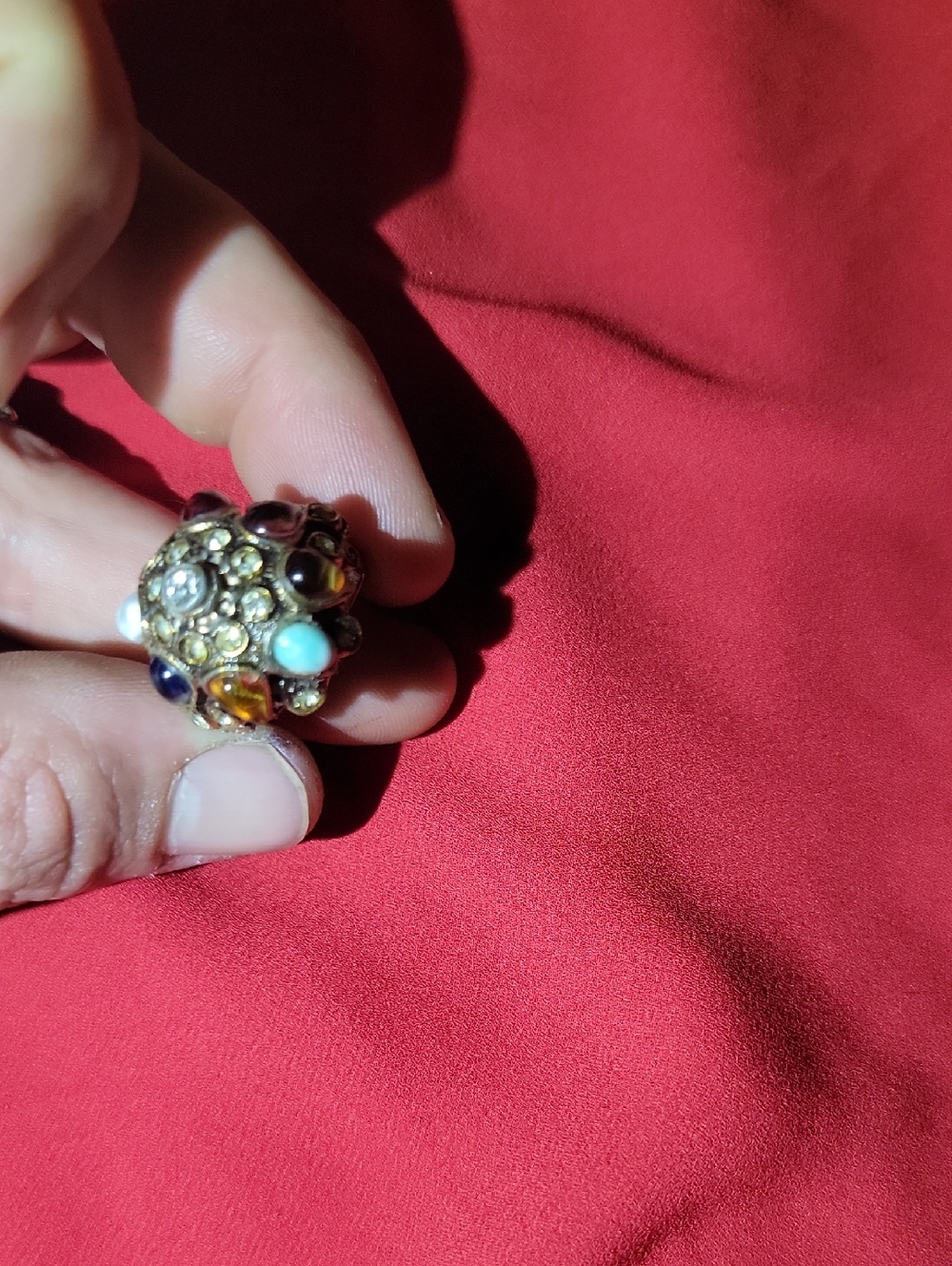 Gold-Tone Multicolor Cluster Cocktail Ring